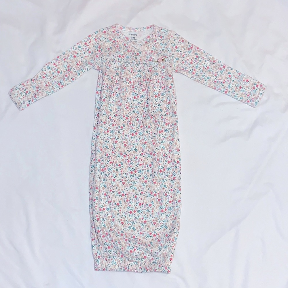 CARTERS 3M floral gown NEVER WORN